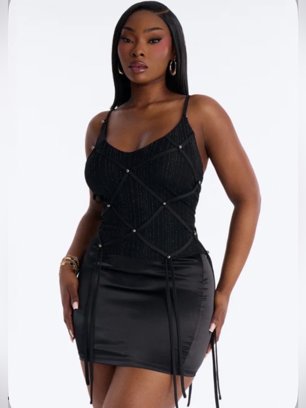 Black Embellished Tank Top - Women